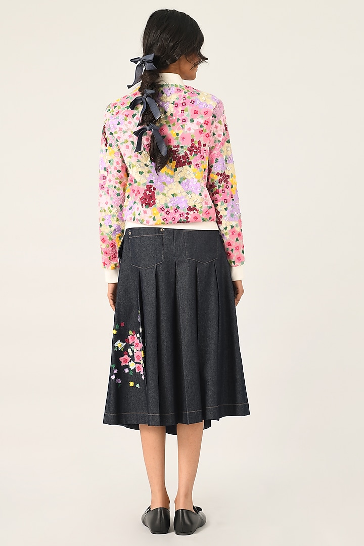 Ivory Silk Organza Floral Embroidered Jacket by Payal Pratap at Pernia's Pop Up Shop