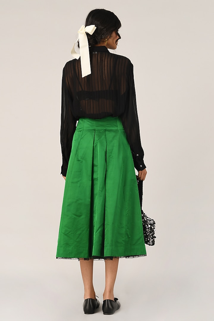 Black Viscose Georgette Pleated Shirt by Payal Pratap at Pernia's Pop Up Shop