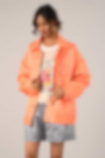 Peach Duchess Satin Oversized Jacket by Payal Pratap at Pernia's Pop Up Shop