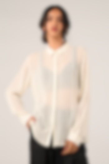 Ivory Viscose Georgette Shirt by Payal Pratap at Pernia's Pop Up Shop