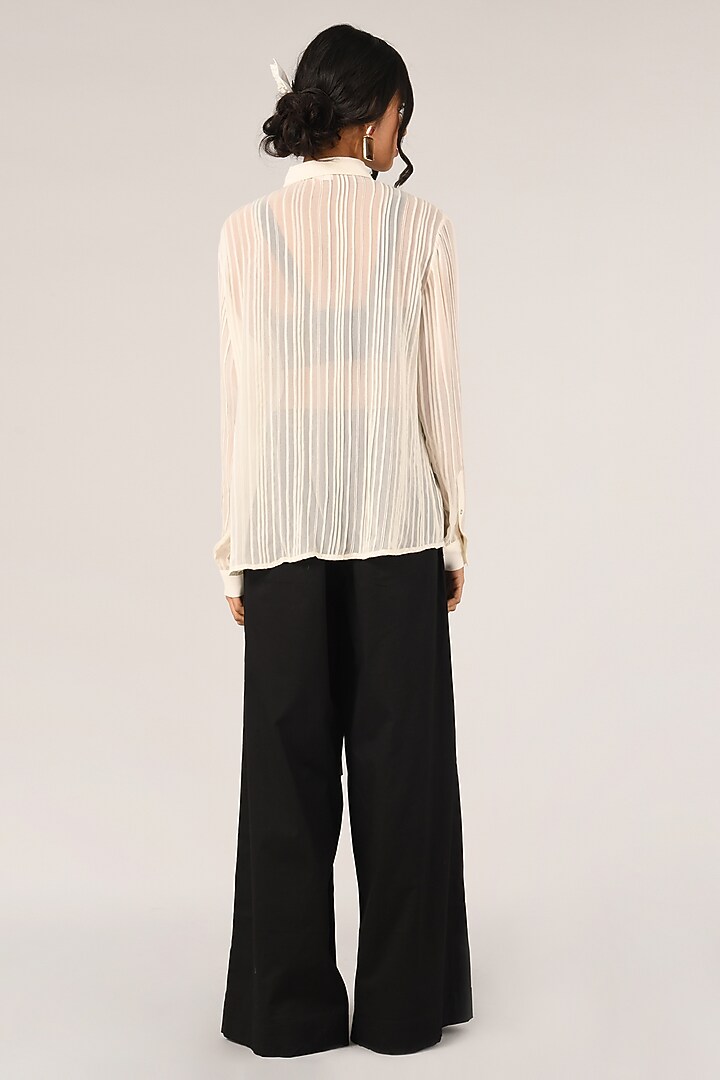 Ivory Viscose Georgette Shirt by Payal Pratap at Pernia's Pop Up Shop