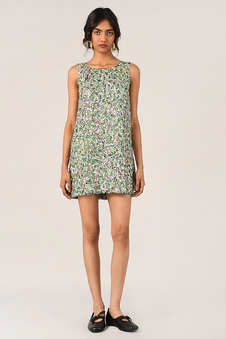 Green & Multi-Coloured Sequin Mini Party Wear Dress by Payal Pratap at Pernia's Pop Up Shop