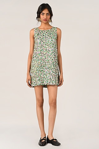 Green & Multi-Coloured Sequin Mini Dress by Payal Pratap