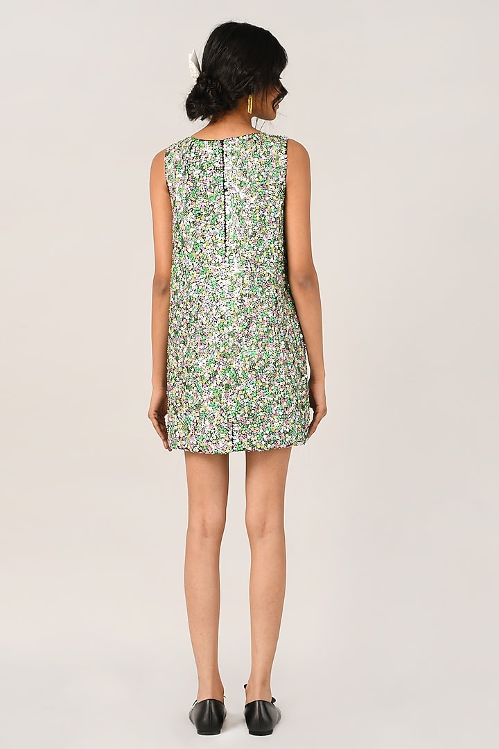 Green & Multi-Coloured Sequin Mini Party Wear Dress by Payal Pratap at Pernia's Pop Up Shop