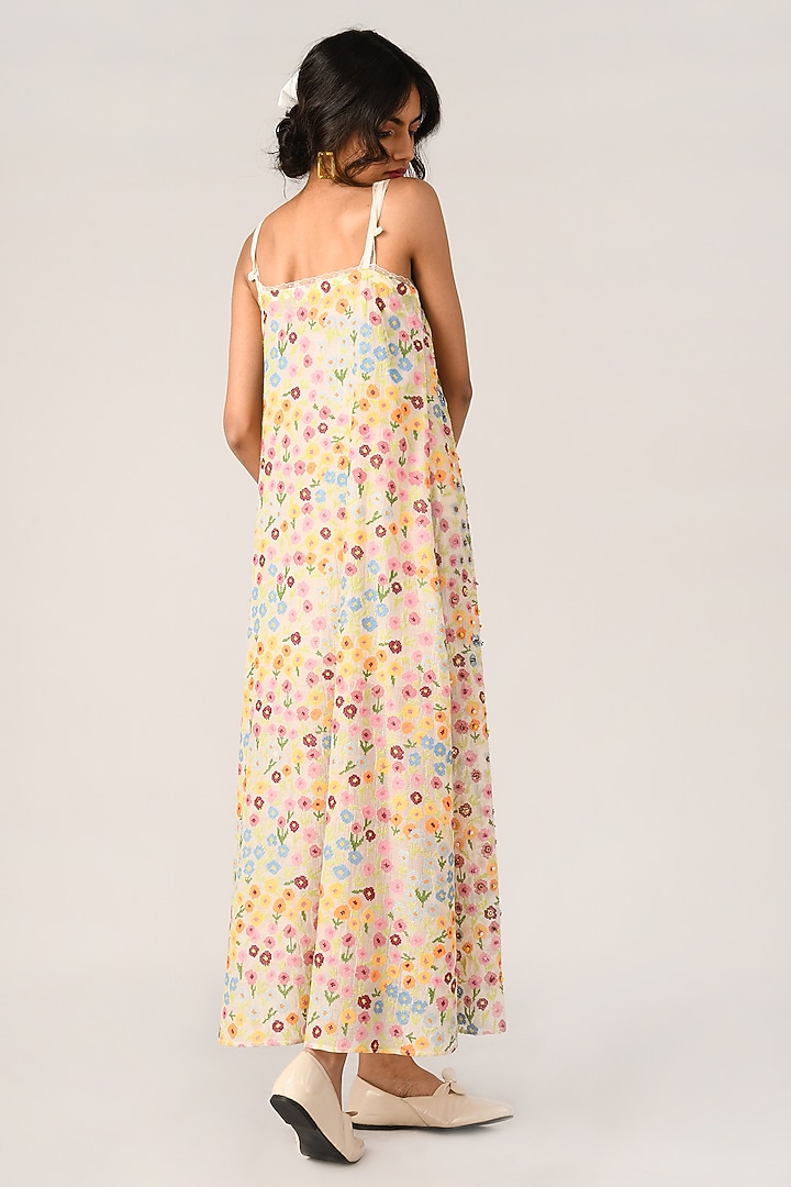 Ivory Cotton Silk Floral Slip Cocktail Dress by Payal Pratap at Pernia's Pop Up Shop