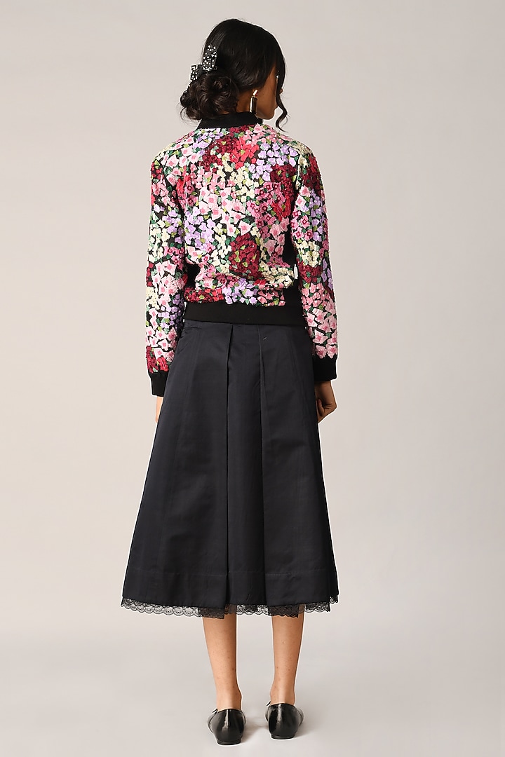 Multi-Colored Organza Floral Zipper Jacket by Payal Pratap at Pernia's Pop Up Shop