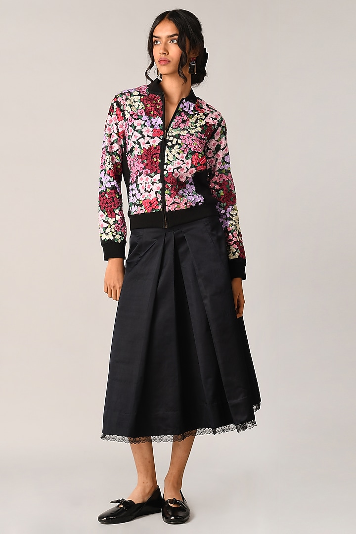 Multi-Colored Organza Floral Zipper Jacket by Payal Pratap at Pernia's Pop Up Shop