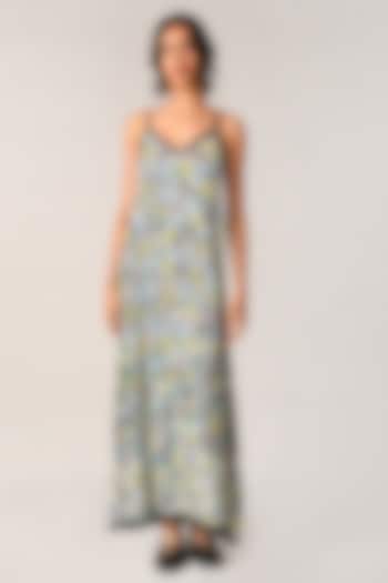 Ivory Poly Chiffon Floral Embroidered Slip Party Wear Dress by Payal Pratap at Pernia's Pop Up Shop