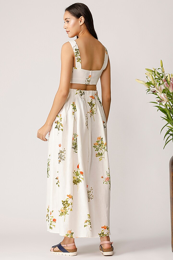 Ecru Floral Printed Bustier by Payal Pratap at Pernia's Pop Up Shop