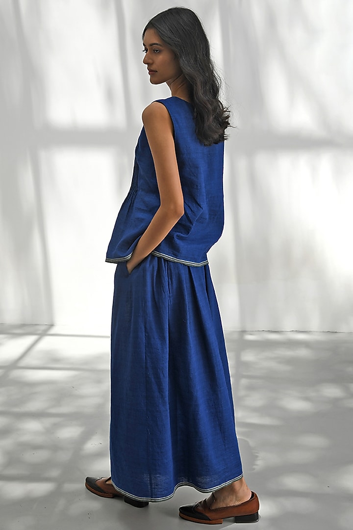 Cobalt Blue Handloom Linen Top by Payal Pratap at Pernia's Pop Up Shop