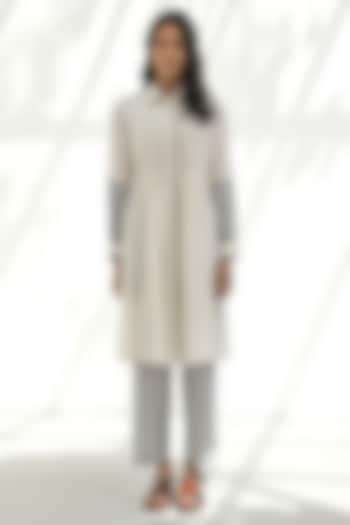 Ivory Handloom Cotton Vacation Dress by Payal Pratap at Pernia's Pop Up Shop