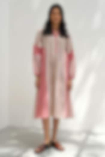 Pink Handloom Cotton Striped Midi Dress by Payal Pratap at Pernia's Pop Up Shop