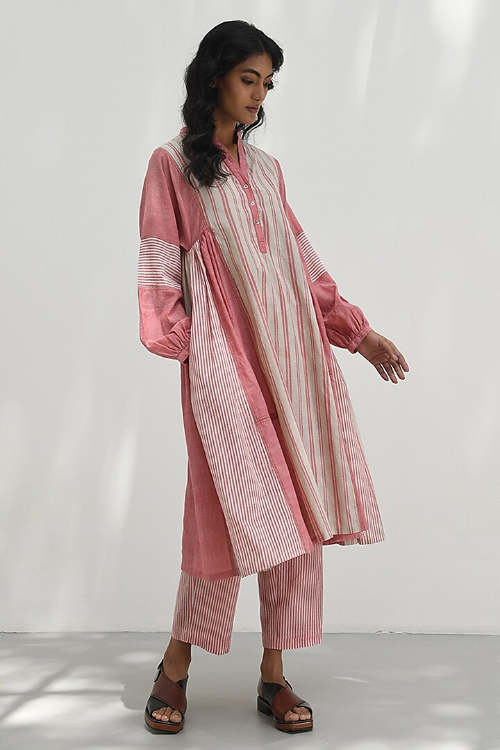 Pink Chambray Cotton Striped Tunic by Payal Pratap at Pernia's Pop Up Shop