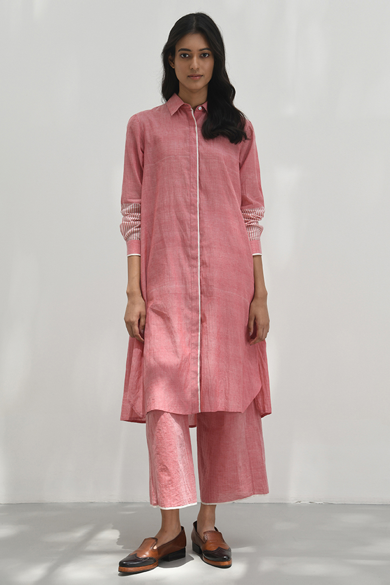 Pink Chambray Cotton Smocked Tunic by Payal Pratap at Pernia's Pop Up Shop