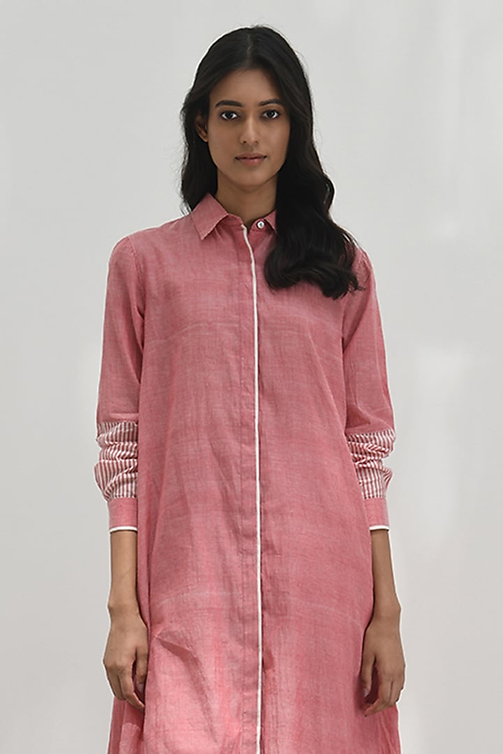 Pink Chambray Cotton Smocked Tunic by Payal Pratap at Pernia's Pop Up Shop