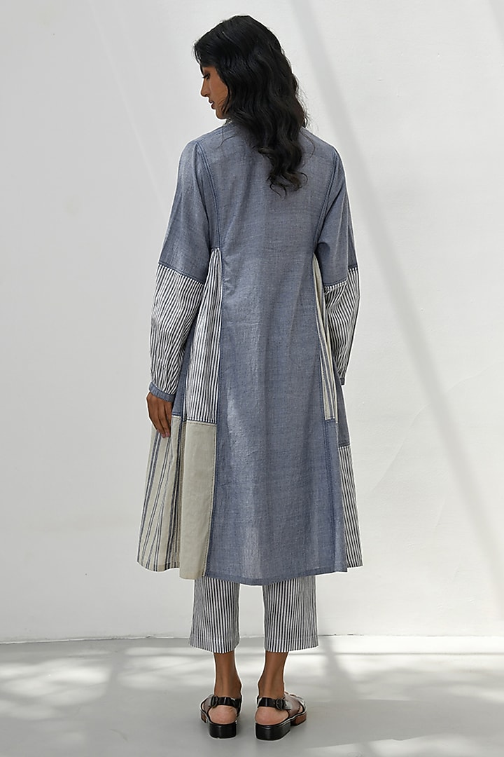 Blue Chambray Cotton Striped Midi Vacation Dress by Payal Pratap at Pernia's Pop Up Shop