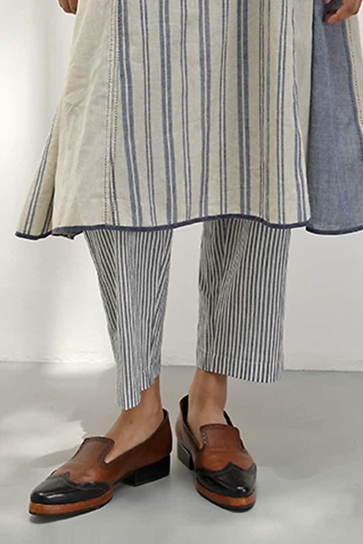 Beige Handloom Cotton Striped Tunic by Payal Pratap at Pernia's Pop Up Shop