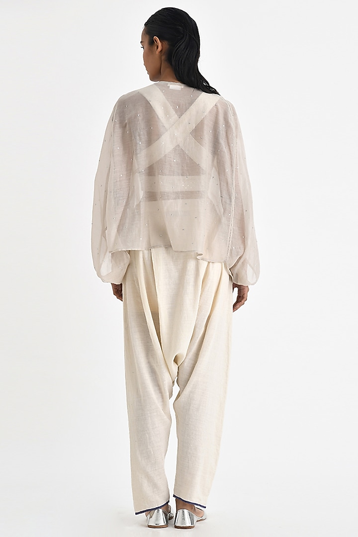 Ecru White Malkha Cotton Pants by Payal Pratap at Pernia's Pop Up Shop