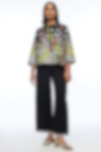 Black Handloom Linen Pant by Payal Pratap at Pernia's Pop Up Shop