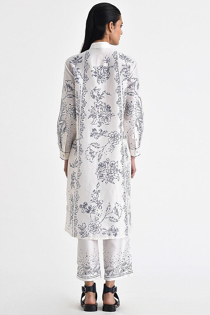 Ivory Silk Bandhani Printed Tunic Set by Payal Pratap at Pernia's Pop Up Shop