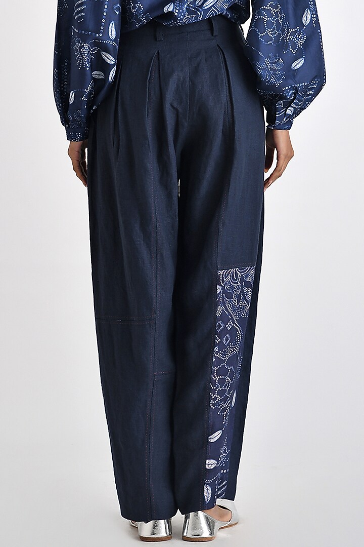 Navy Blue Silk Bandhani Printed Baggy Pants by Payal Pratap at Pernia's Pop Up Shop