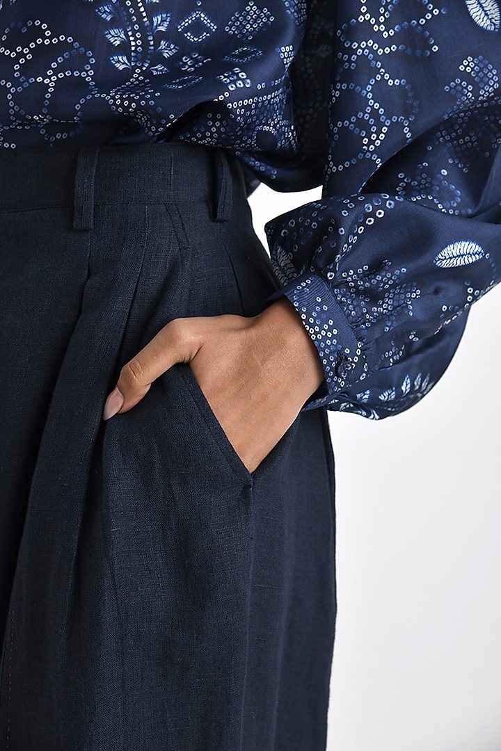 Navy Blue Silk Bandhani Printed Baggy Pants by Payal Pratap at Pernia's Pop Up Shop
