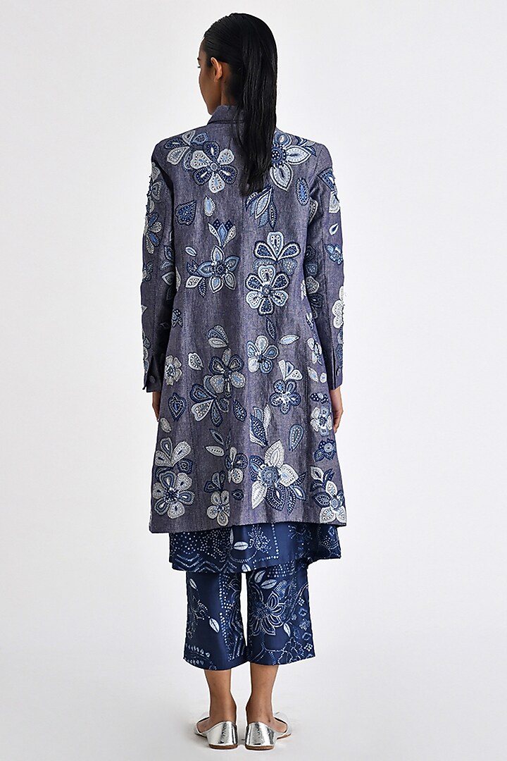 Navy Silk Bandhani Printed Top by Payal Pratap at Pernia's Pop Up Shop