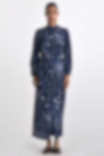 Navy Silk Knotted Maxi Dress by Payal Pratap at Pernia's Pop Up Shop