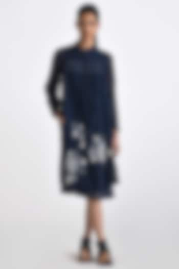 Navy Chanderi Patch Work Tunic by Payal Pratap at Pernia's Pop Up Shop