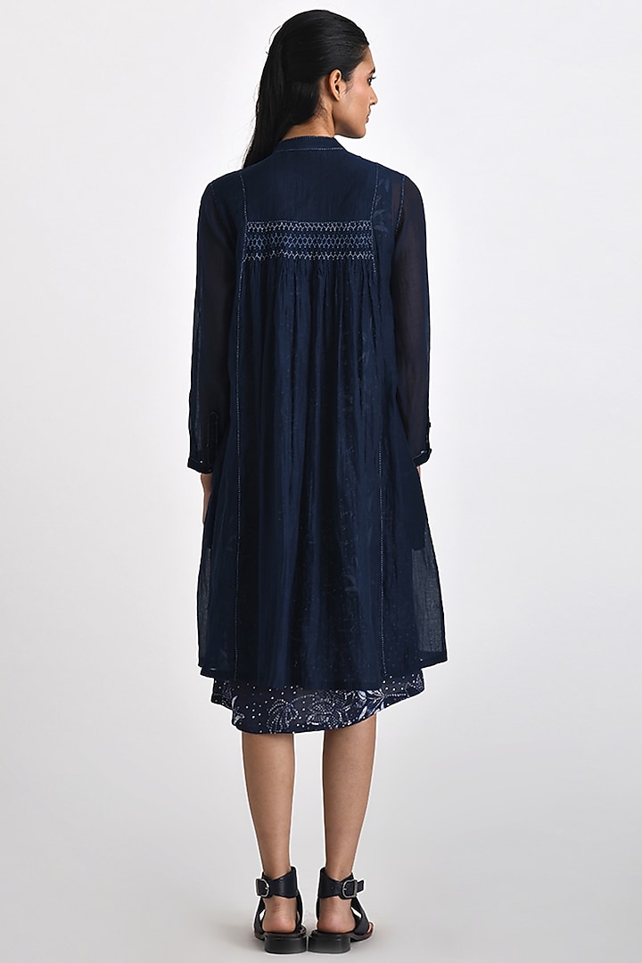 Navy Chanderi Patch Work Tunic by Payal Pratap at Pernia's Pop Up Shop