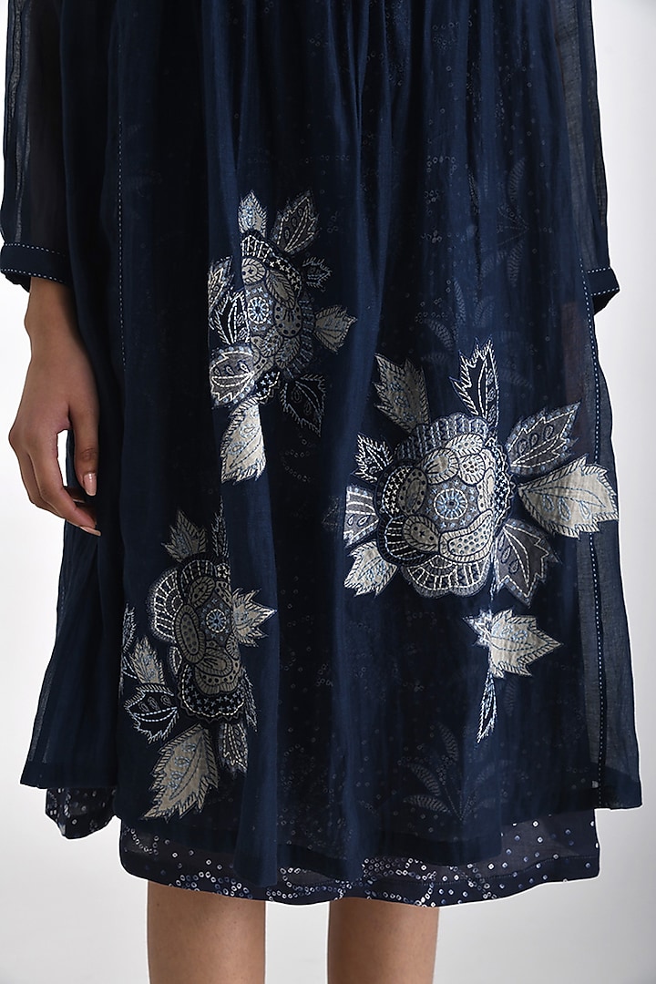 Navy Chanderi Patch Work Tunic by Payal Pratap at Pernia's Pop Up Shop