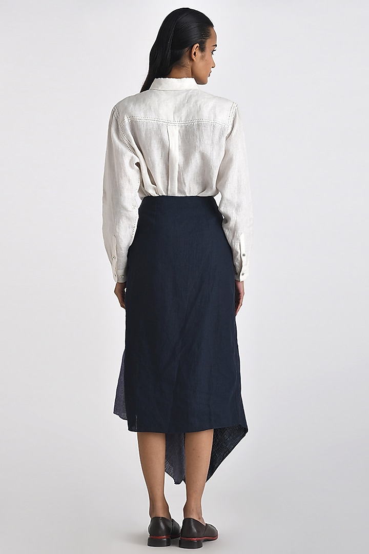 Ivory Linen Patch Work Shirt by Payal Pratap at Pernia's Pop Up Shop