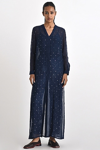 Navy Chanderi Sequins Work Tunic by Payal Pratap