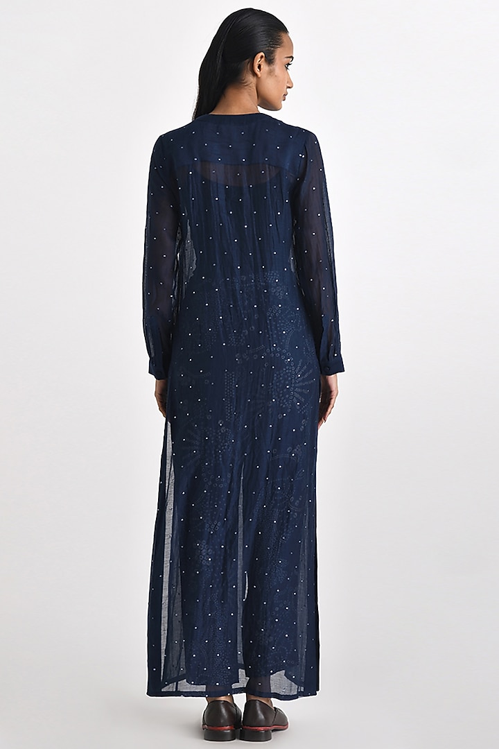 Navy Chanderi Sequins Work Tunic by Payal Pratap at Pernia's Pop Up Shop