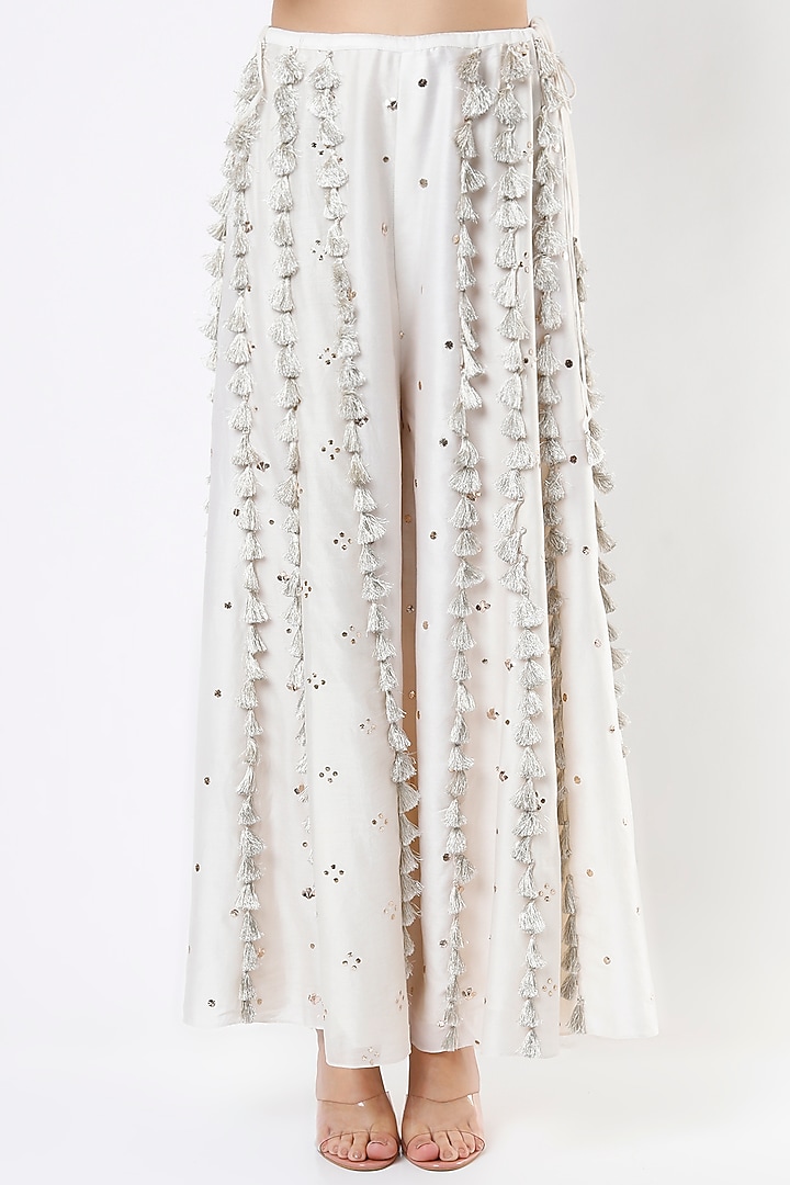 Ivory Embroidered Wedding Sharara Set by Payal Singhal at Pernia's Pop Up Shop