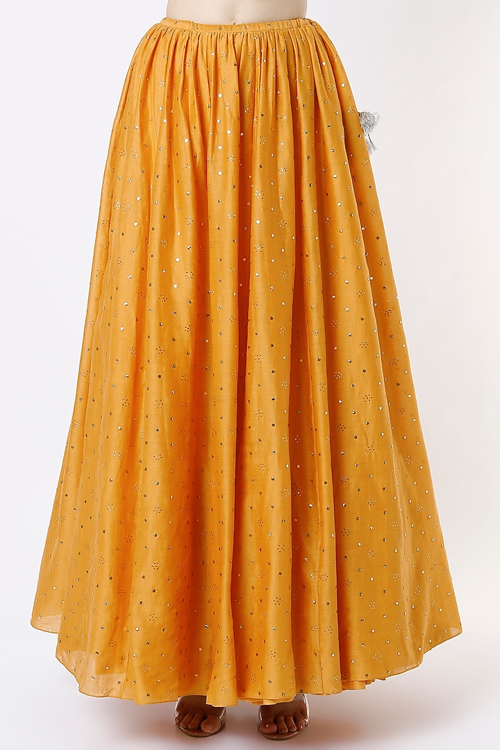 Mustard Mukaish Silk Wedding Lehenga Set by Payal Singhal at Pernia's Pop Up Shop