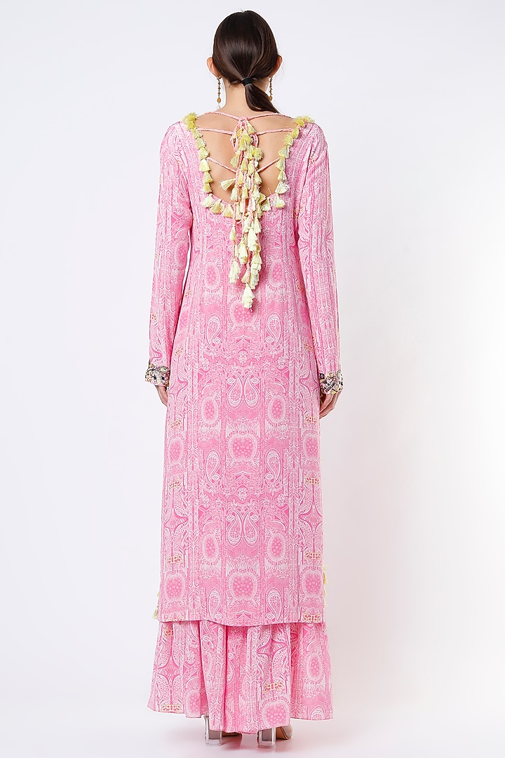 Light Hot Pink Crepe Wedding Sharara Set by Payal Singhal at Pernia's Pop Up Shop