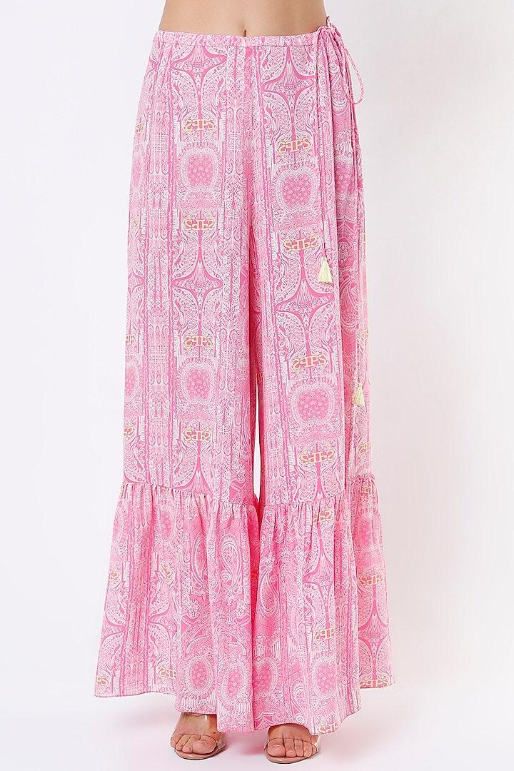 Light Hot Pink Crepe Wedding Sharara Set by Payal Singhal at Pernia's Pop Up Shop