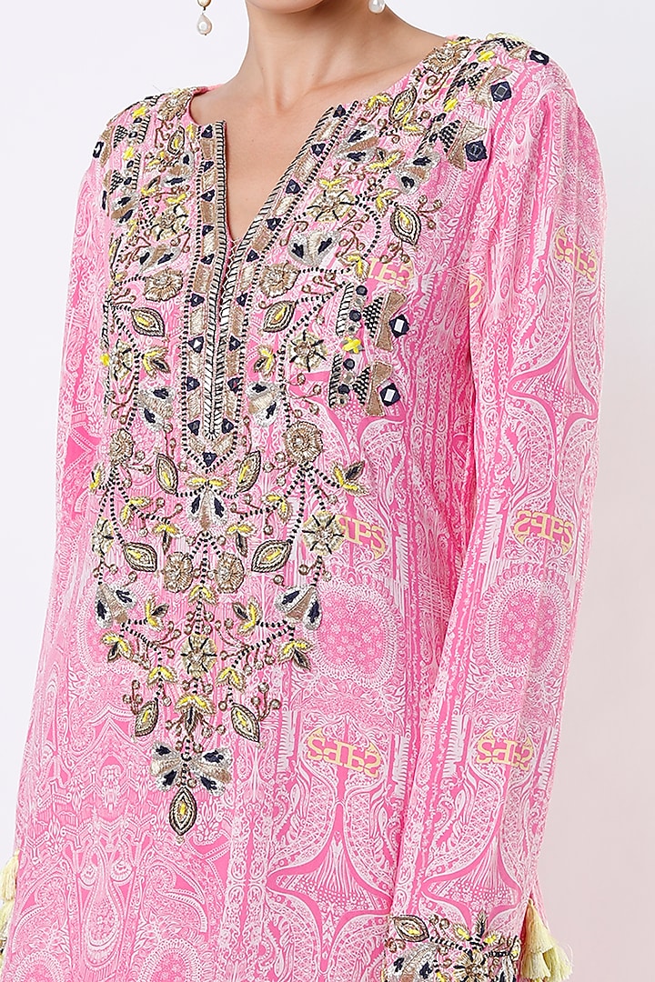 Light Hot Pink Crepe Wedding Sharara Set by Payal Singhal at Pernia's Pop Up Shop