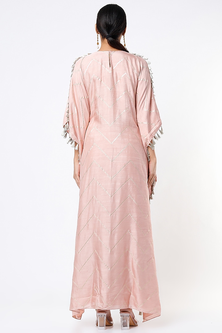 Rose Pink Embroidered High-Low Kaftan Set by Payal Singhal at Pernia's Pop Up Shop