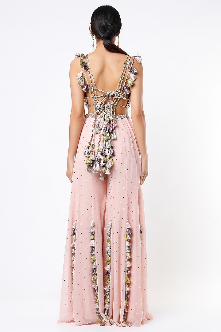 Rose Pink Tasseled Wedding Sharara Set by Payal Singhal at Pernia's Pop Up Shop