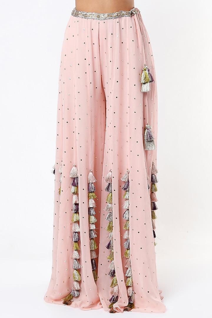 Rose Pink Tasseled Wedding Sharara Set by Payal Singhal at Pernia's Pop Up Shop