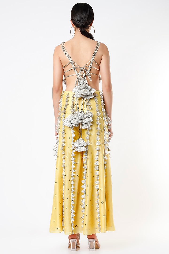 Pale Yellow Embroidered Wedding Sharara Set by Payal Singhal at Pernia's Pop Up Shop