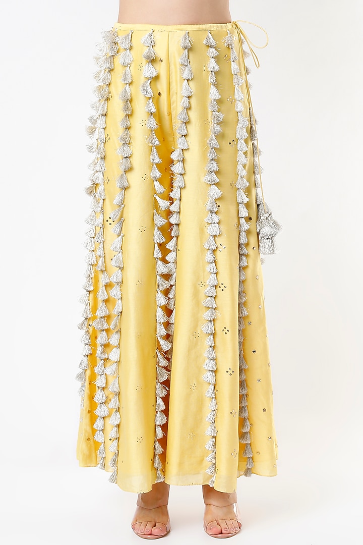 Pale Yellow Embroidered Wedding Sharara Set by Payal Singhal at Pernia's Pop Up Shop