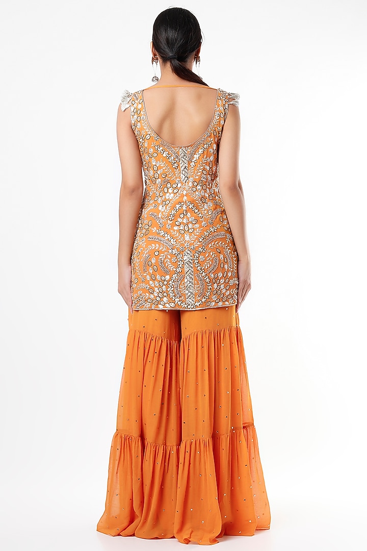 Mustard Frilled Bridal Sharara Set by Payal Singhal at Pernia's Pop Up Shop
