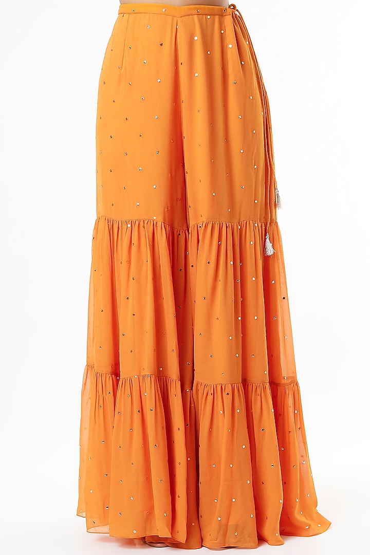 Mustard Frilled Bridal Sharara Set by Payal Singhal at Pernia's Pop Up Shop