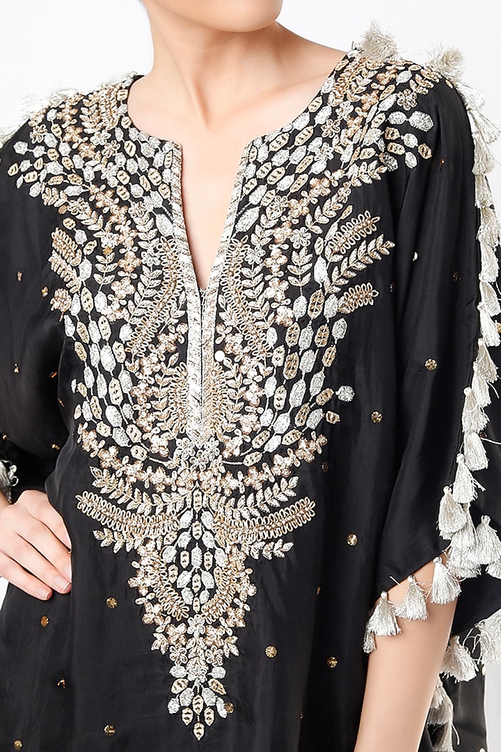 Black Embroidered Kaftan Set by Payal Singhal at Pernia's Pop Up Shop