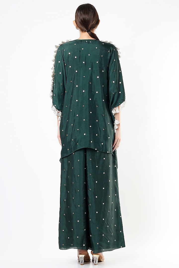 Emerald Green Embroidered Kaftan Set by Payal Singhal at Pernia's Pop Up Shop
