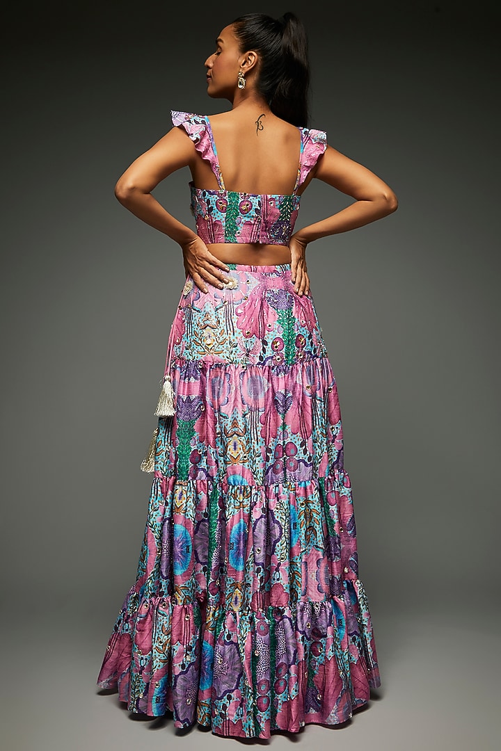 Multi-Colored Silk Printed Skirt Set by Payal Singhal at Pernia's Pop Up Shop
