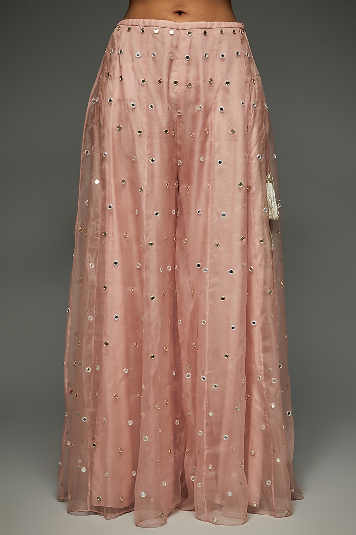 Champagne Pink Organza Bridal Sharara Set by Payal Singhal at Pernia's Pop Up Shop